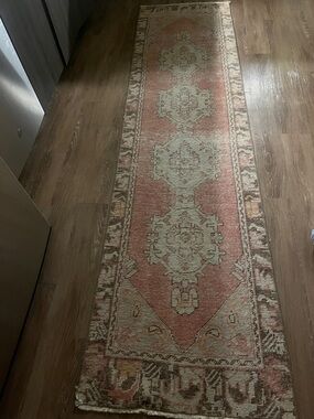 Vintage Persian Pink Runner Rug